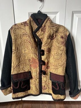 90’s Vintage women’s ALa Mode Quilted Gold and brown, Japanese inspired